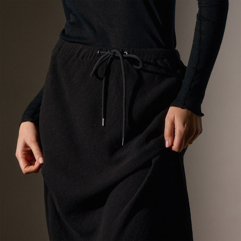 High Low Viscose Wool Skirt in Black | James Perse Los Angeles