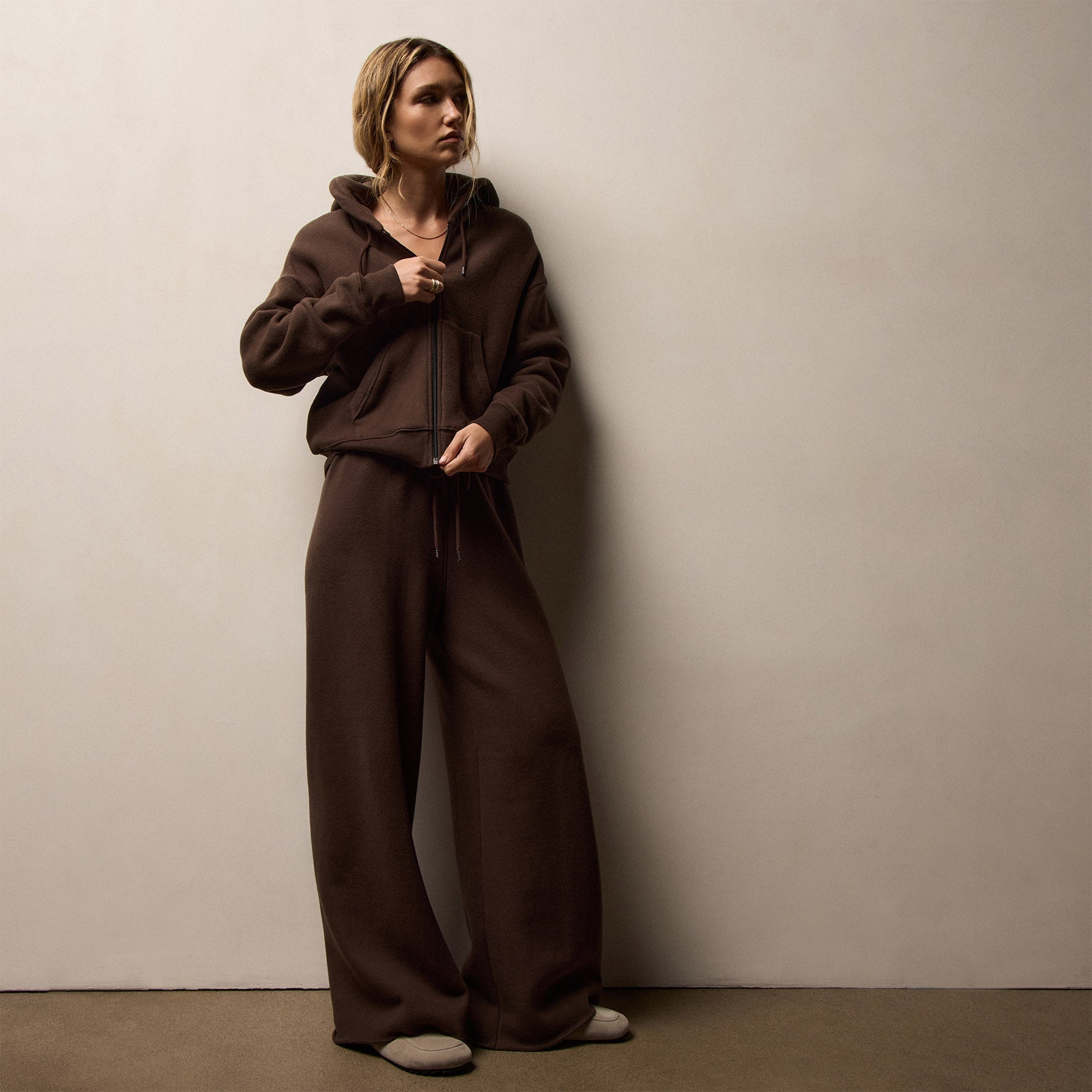 Cozy Wide Leg Sweat Pant - Porcupine | James Perse Los Angeles