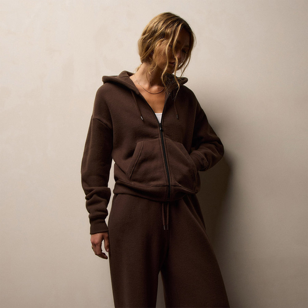 Cozy Fleece Zip Hoodie in Porcupine | James Perse Los Angeles