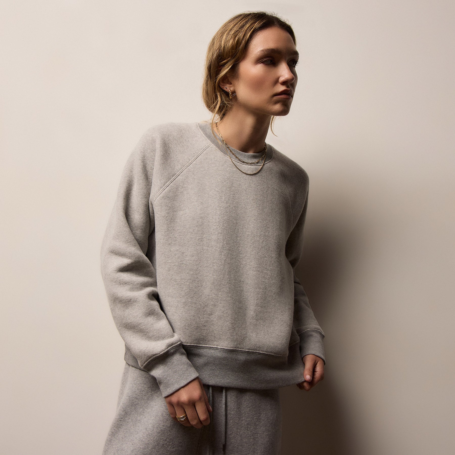 Cozy Fleece Crew - Heather Grey | James Perse Los Angeles