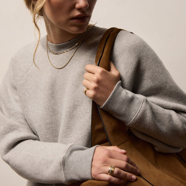 Cozy Fleece Crew in Heather Grey | James Perse Los Angeles