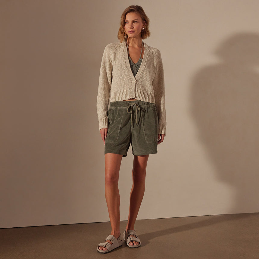 Cotton Linen Cropped Cardigan in Natural | James Perse Los Angeles