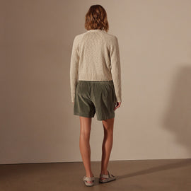 Cotton Linen Cropped Cardigan in Natural | James Perse Los Angeles
