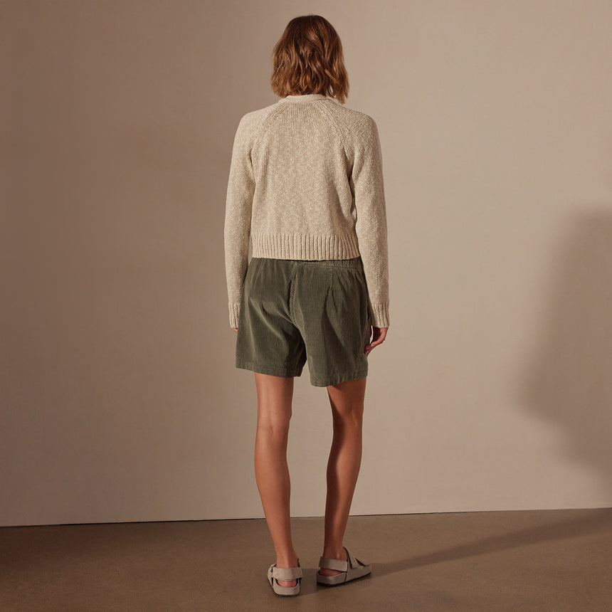 Cotton Linen Cropped Cardigan in Natural | James Perse Los Angeles