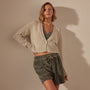 Cotton Linen Cropped Cardigan in Natural | James Perse Los Angeles