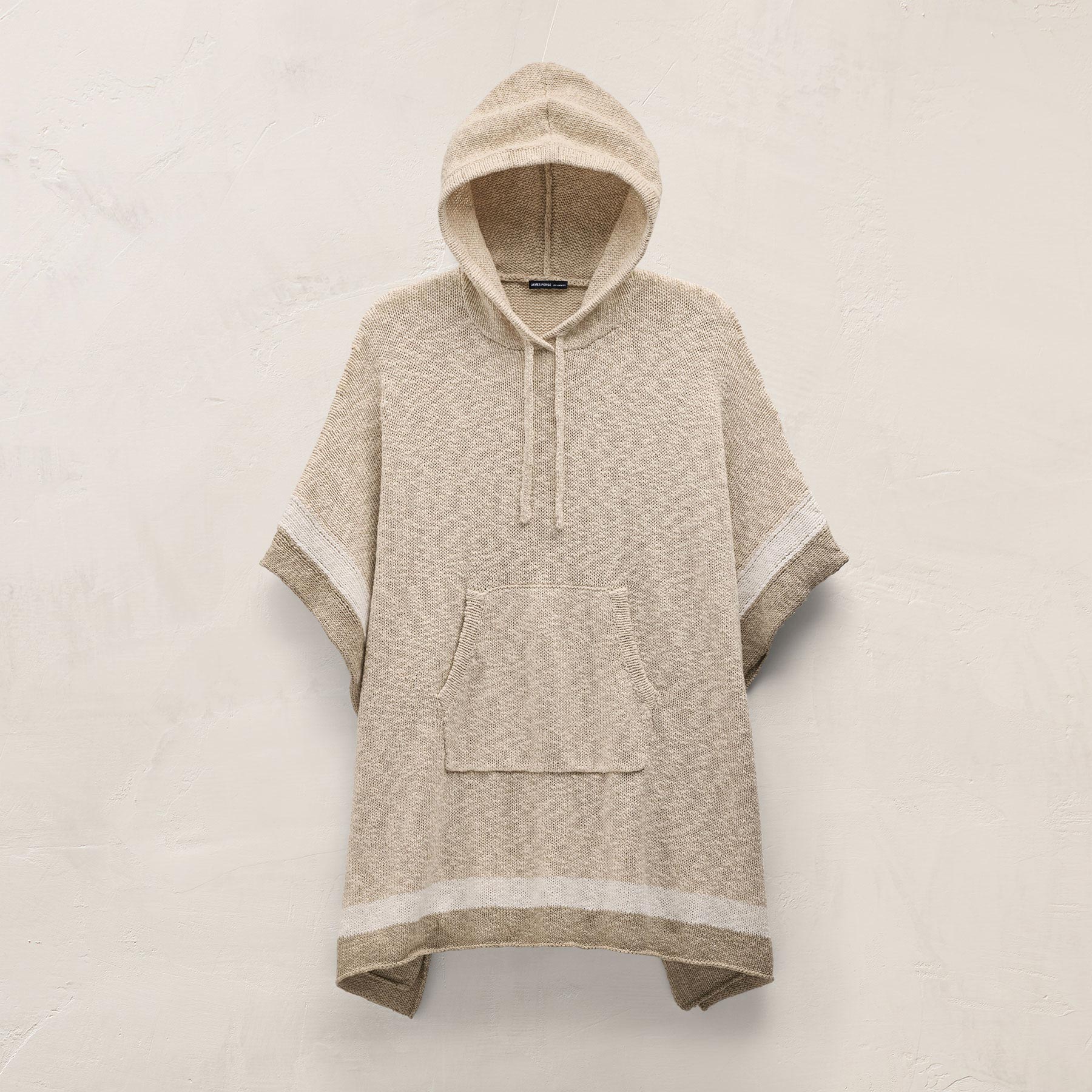 Baja Surf Hooded Poncho in Natural/White/Taupe | James Perse Los Angeles