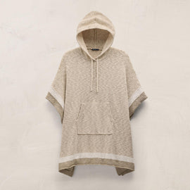 Baja Surf Hooded Poncho in Natural/White/Taupe | James Perse Los Angeles