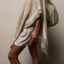 Cotton Linen Knit Hooded Poncho in Natural/White/Taupe | James Perse Los Angeles