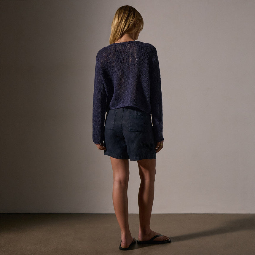 Cotton Linen Open Knit Pullover in Faded Navy | James Perse Los Angeles