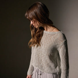 Cotton Linen Open Knt Pullover in Foam | James Perse Los Angeles