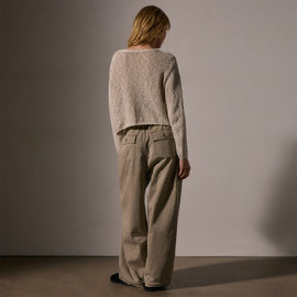 Cotton Linen Open Knit Pullover in Natural | James Perse Los Angeles