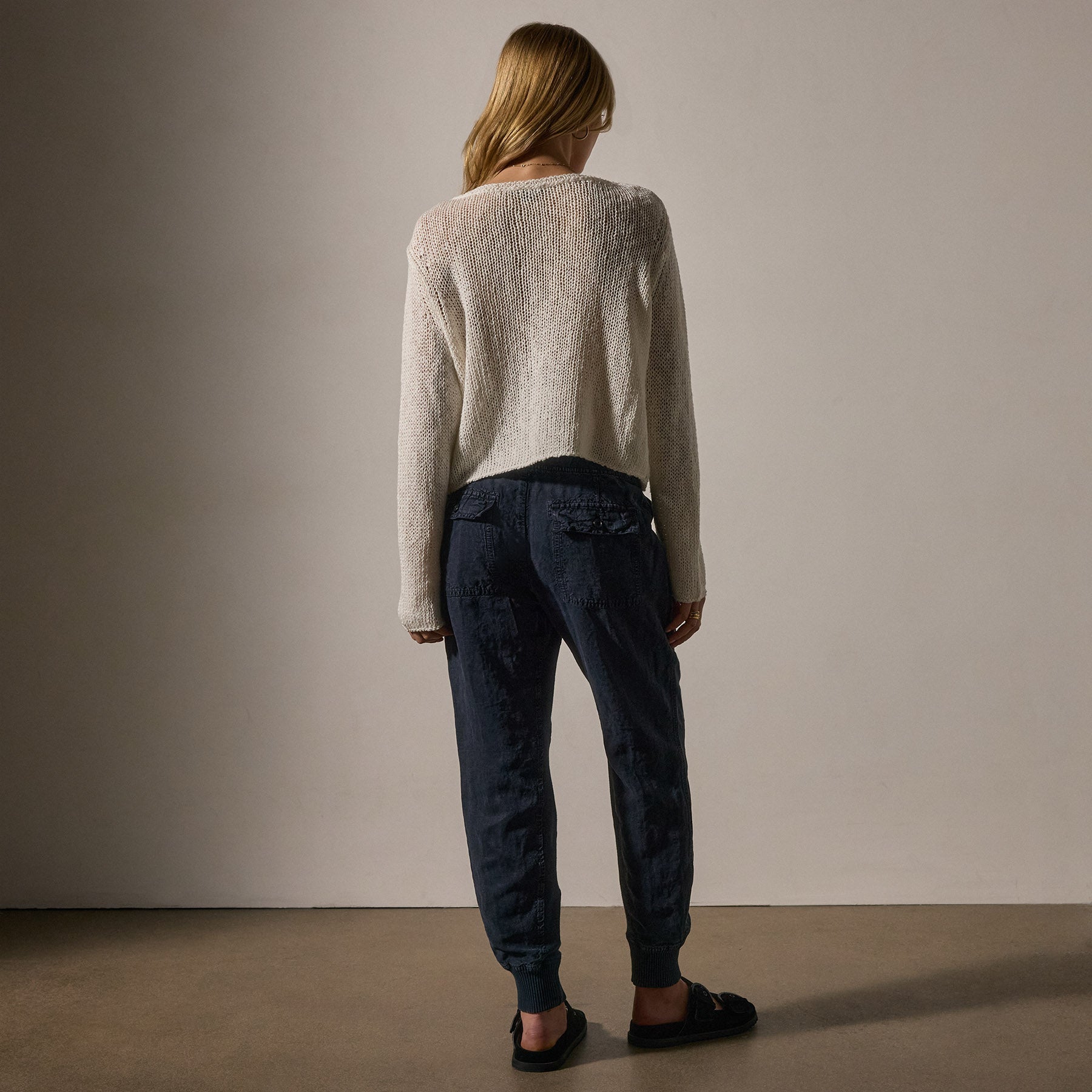 Cotton Linen Open Knt Pullover in White | James Perse Los Angeles