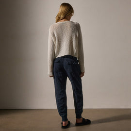 Cotton Linen Open Knt Pullover in White | James Perse Los Angeles