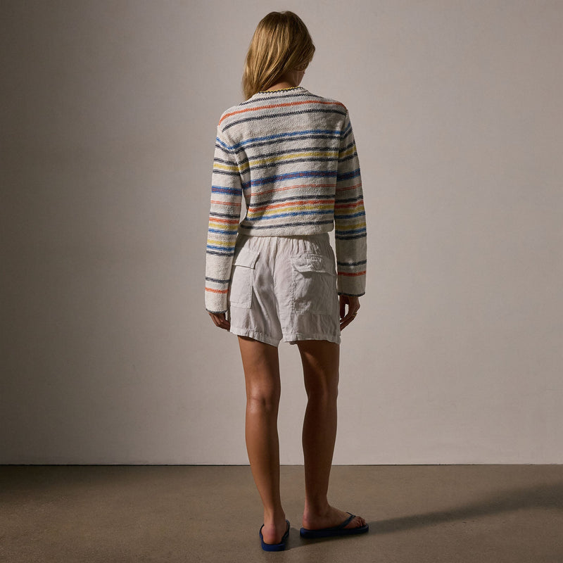 Cotton Ln Cropd Crew Neck Sweater in Multi White | James Perse Los Angeles