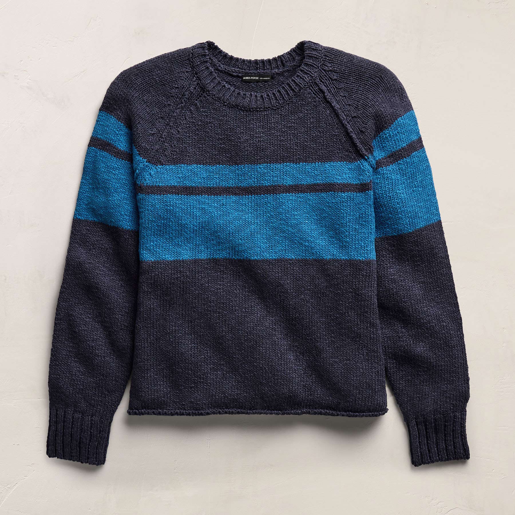 Surf Stripe Cotton Linen Sweater in Faded Navy/Santorini | James Perse Los Angeles