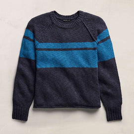Surf Stripe Cotton Linen Sweater in Faded Navy/Santorini | James Perse Los Angeles