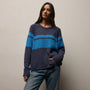 Surf Stripe Cotton Linen Sweater in Faded Navy/Santorini | James Perse Los Angeles
