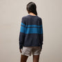 Surf Stripe Cotton Linen Sweater in Faded Navy/Santorini | James Perse Los Angeles