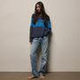 Surf Stripe Cotton Linen Sweater in Faded Navy/Santorini | James Perse Los Angeles