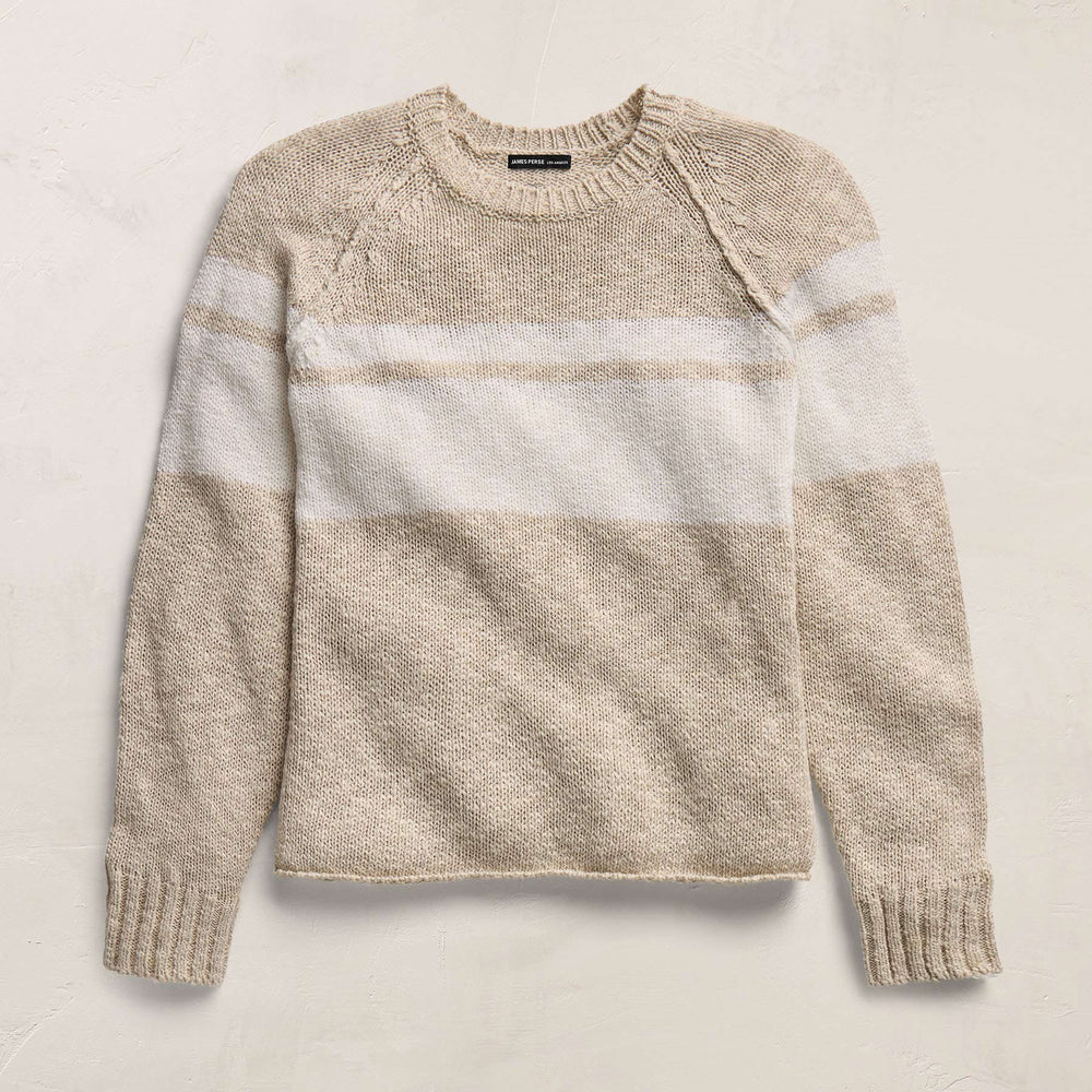 Surf Stripe Cotton Linen Sweater in Natural/White | James Perse Los Angeles