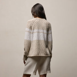Surf Stripe Cotton Linen Sweater in Natural/White | James Perse Los Angeles