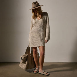 Cotton Linen Knit Tunic in Natural | James Perse Los Angeles