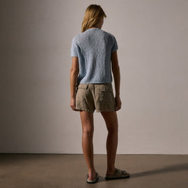 Cotton Linen Knit Crew Neck in Bleached Blue | James Perse Los Angeles