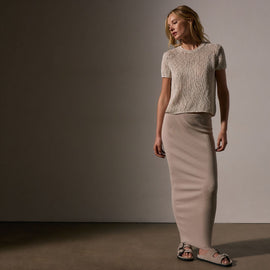 Cotton Linen Knit Crew Neck in Natural | James Perse Los Angeles