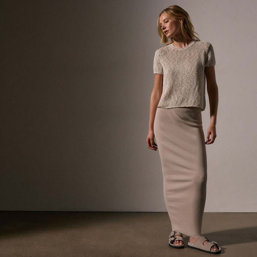 Cotton Linen Knit Crew Neck in Natural | James Perse Los Angeles