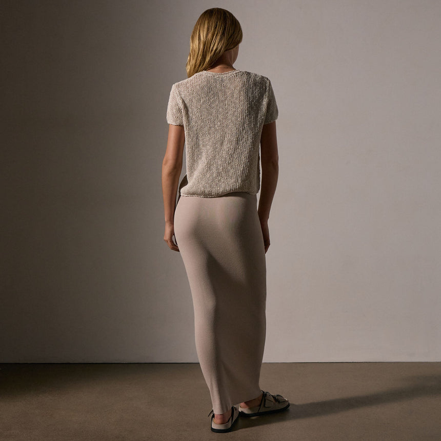 Cotton Linen Knit Crew Neck in Natural | James Perse Los Angeles