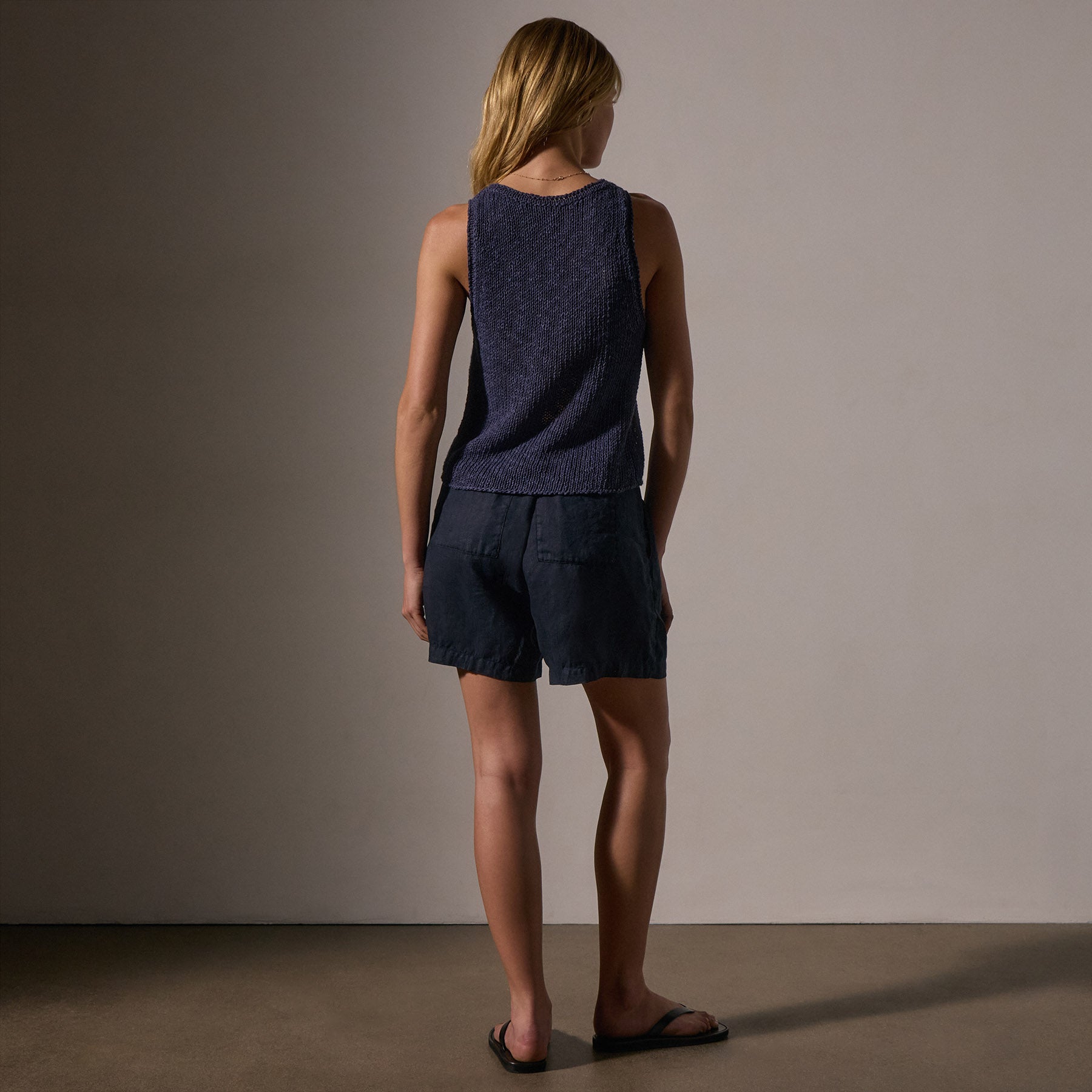 Cotton Linen Knit Tank in Faded Navy | James Perse Los Angeles