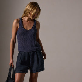 Cotton Linen Knit Tank in Faded Navy | James Perse Los Angeles