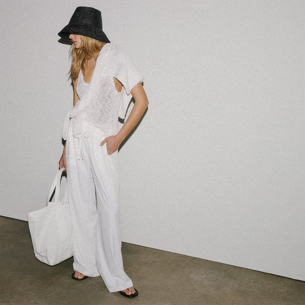 Lightweight Matte Sateen Trouser - White