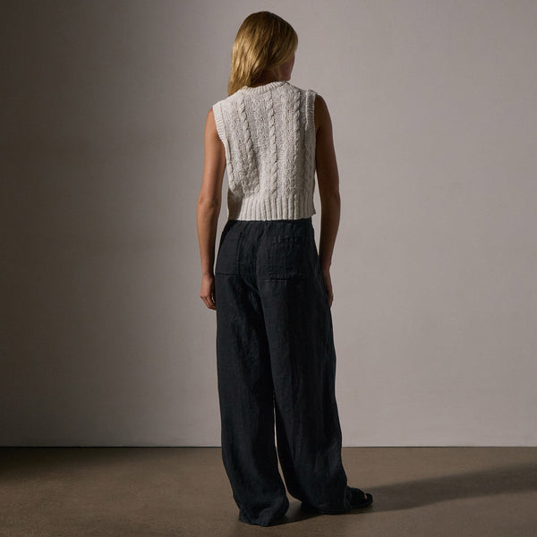 Cotton Linen Cable Knit Vest in White | James Perse Los Angeles