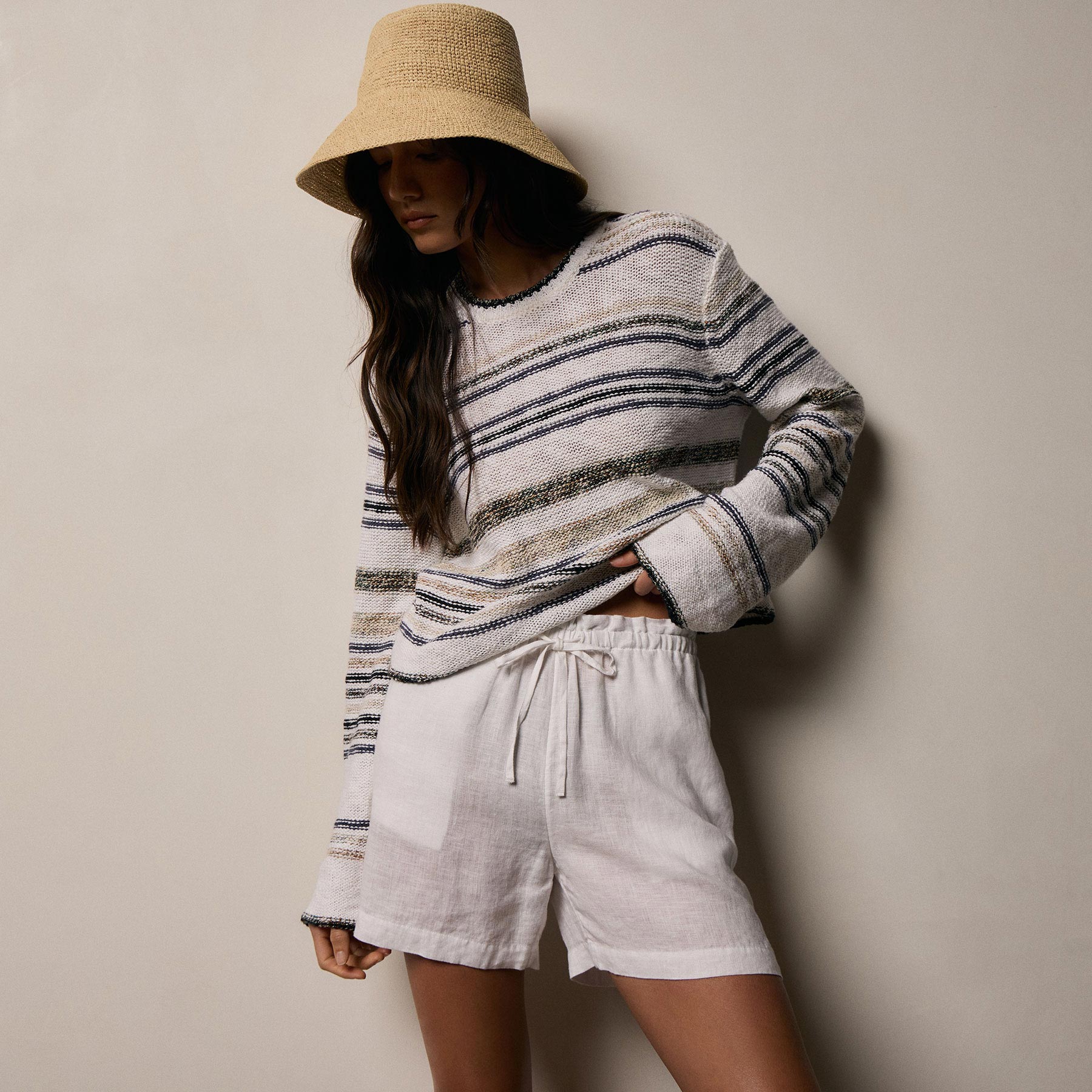 Grey Cape Multi Stripe Sweater In Neutral Multi Stripe | James Perse Los Angeles