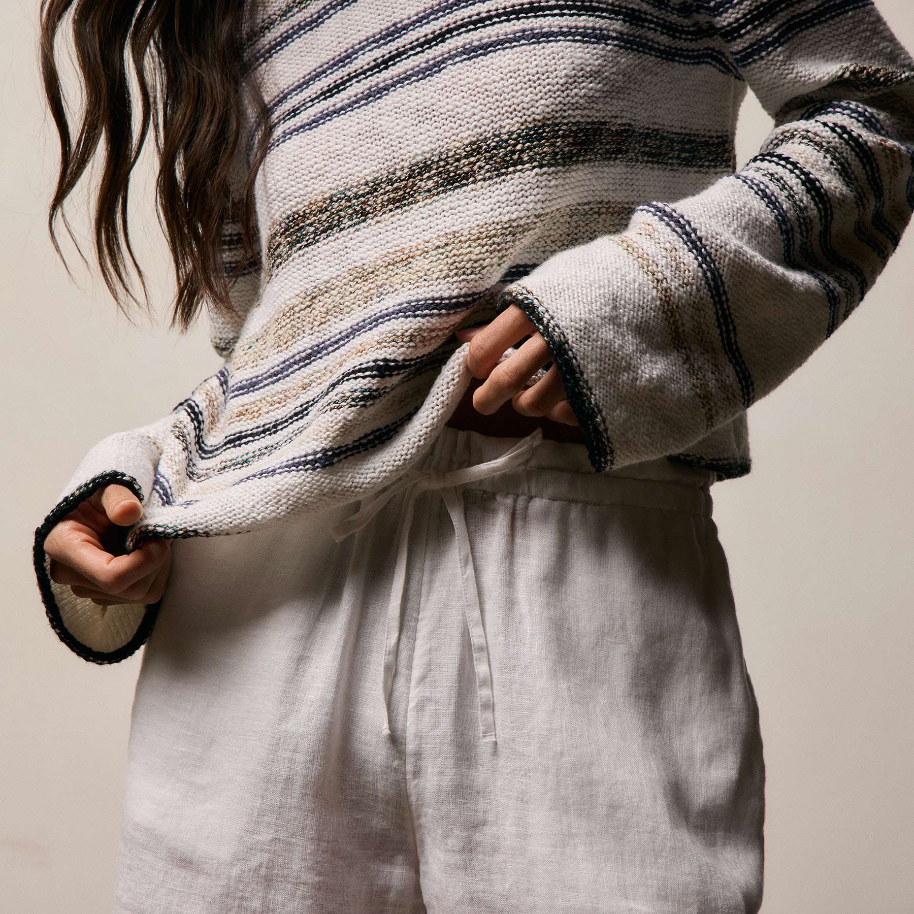 Grey Cape Multi Stripe Sweater In Neutral Multi Stripe | James Perse Los Angeles