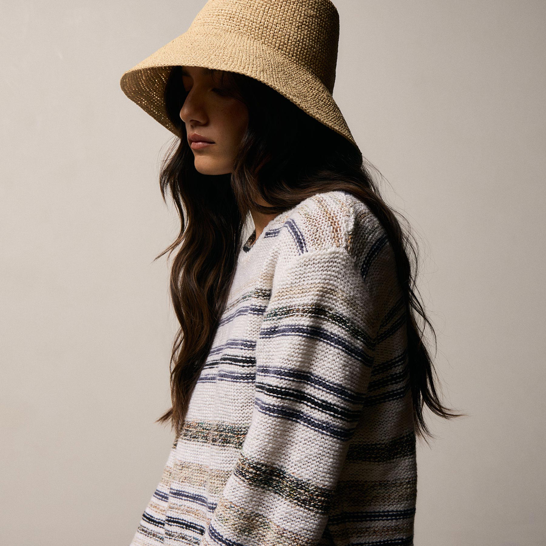 Grey Cape Multi Stripe Sweater In Neutral Multi Stripe | James Perse Los Angeles
