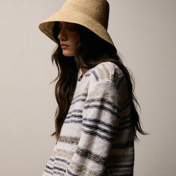 Grey Cape Multi Stripe Sweater In Neutral Multi Stripe | James Perse Los Angeles