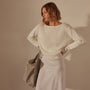 Cotton Linen Boatneck Sweater in White | James Perse Los Angeles