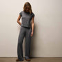 Wool Jersey Wide Leg Lounge Pant in Heather Charcoal | James Perse Los Angeles