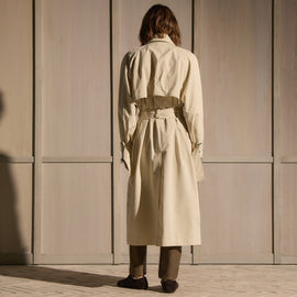 Italian Heavy Poplin Trench Coat in Beige | James Perse Los Angeles
