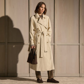 Italian Heavy Poplin Trench Coat in Beige | James Perse Los Angeles