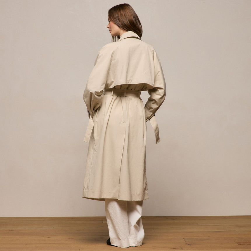Italian Heavy Poplin Trench Coat in Beige | James Perse Los Angeles