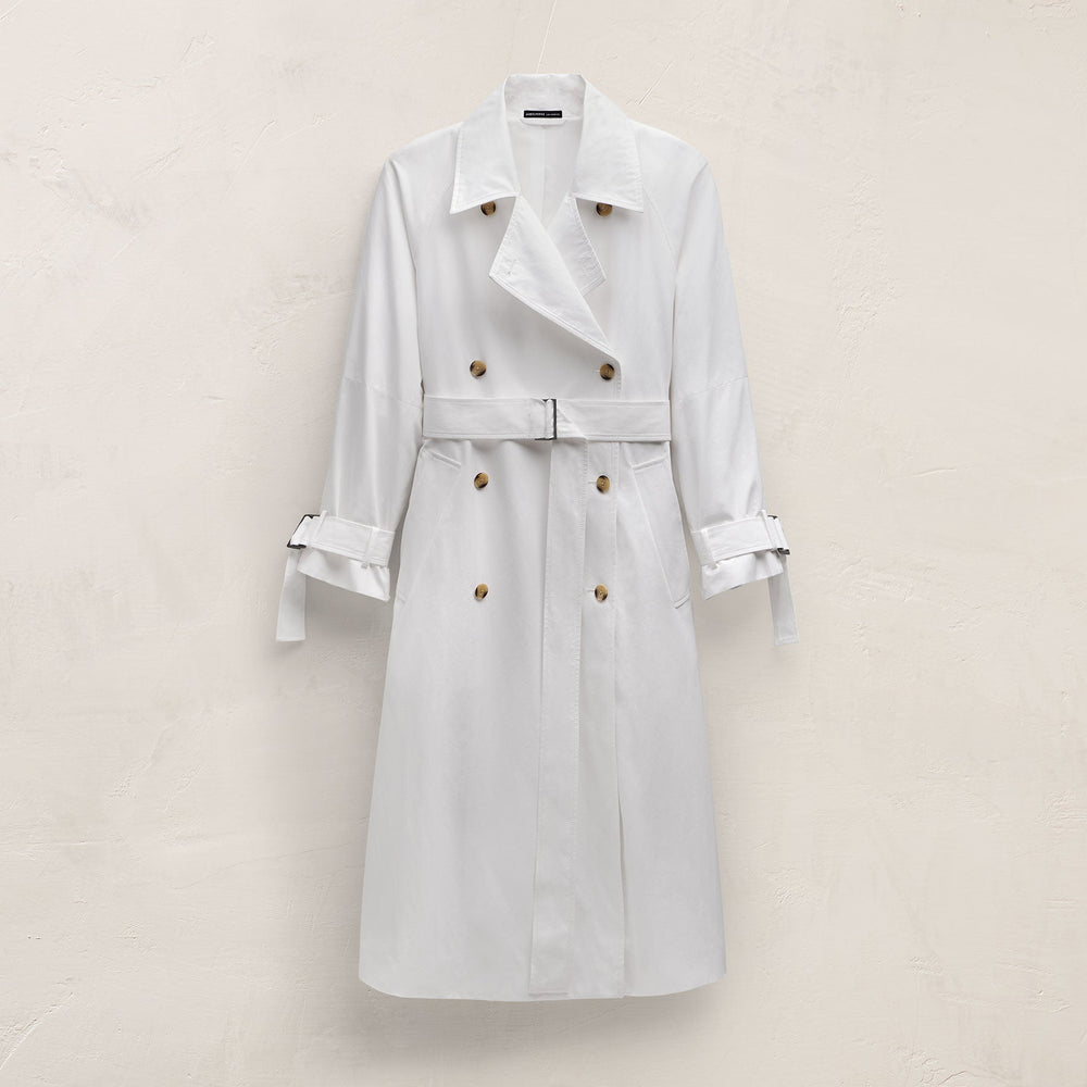 Italian Heavy Poplin Trench Coat In White | James Perse Los Angeles
