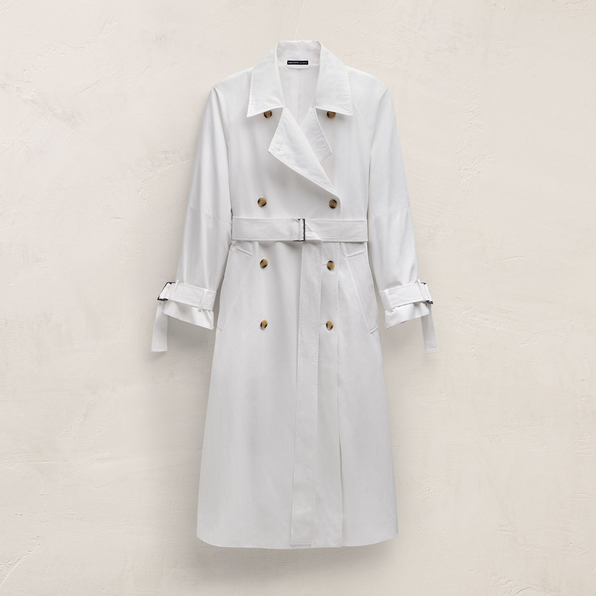 Italian Heavy Poplin Trench Coat In White | James Perse Los Angeles