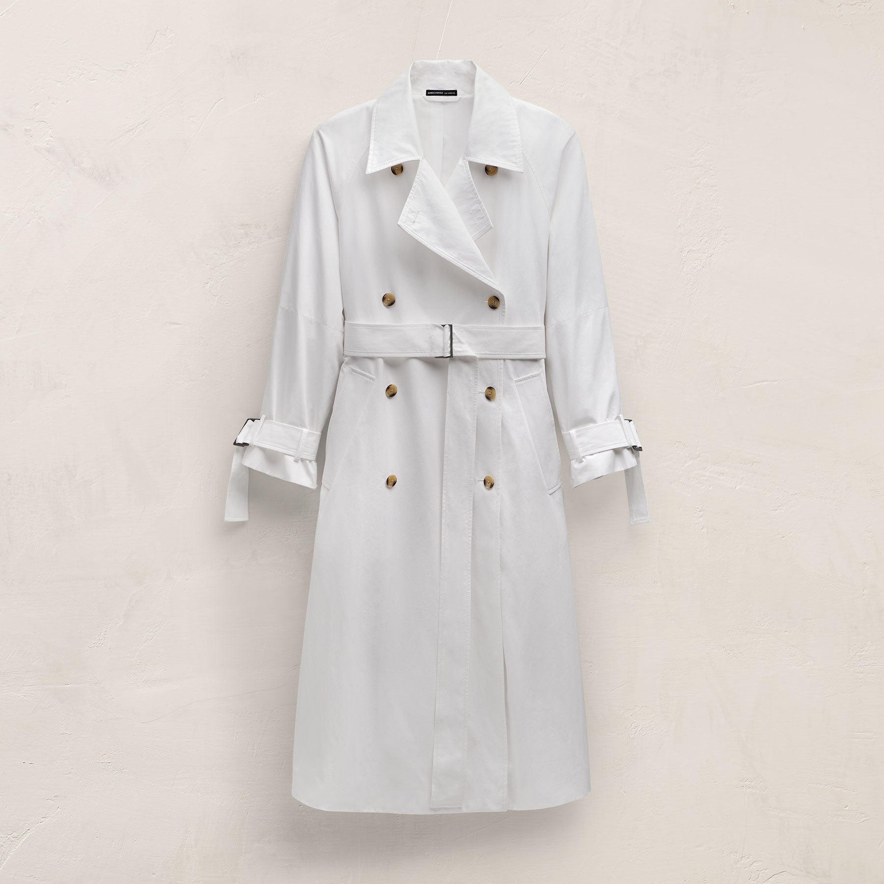 Italian Heavy Poplin Trench Coat In White | James Perse Los Angeles