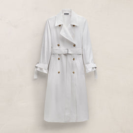 Italian Heavy Poplin Trench Coat In White | James Perse Los Angeles