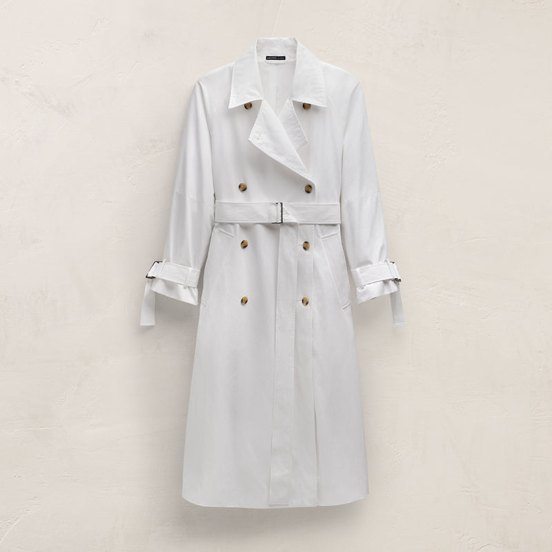Italian Heavy Poplin Trench Coat In White | James Perse Los Angeles