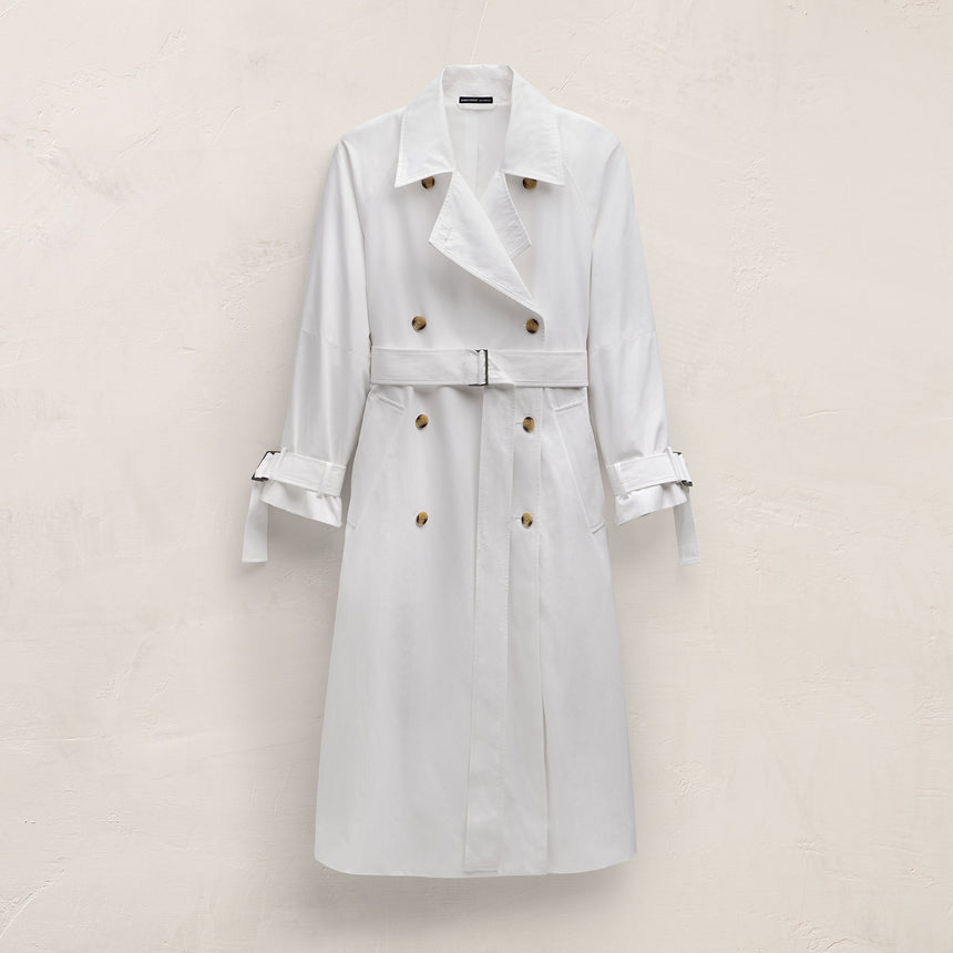 Italian Heavy Poplin Trench Coat In White | James Perse Los Angeles
