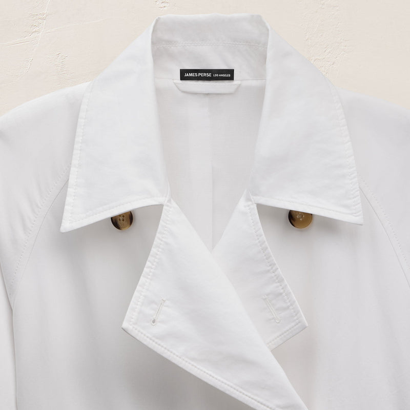 Italian Heavy Poplin Trench Coat in White | James Perse Los Angeles
